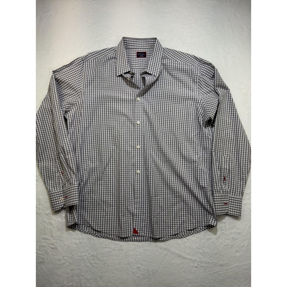 UNTUCKit Shirt Mens 2XL Gray Check Long Sleeve Button Up Slim Fit Casual